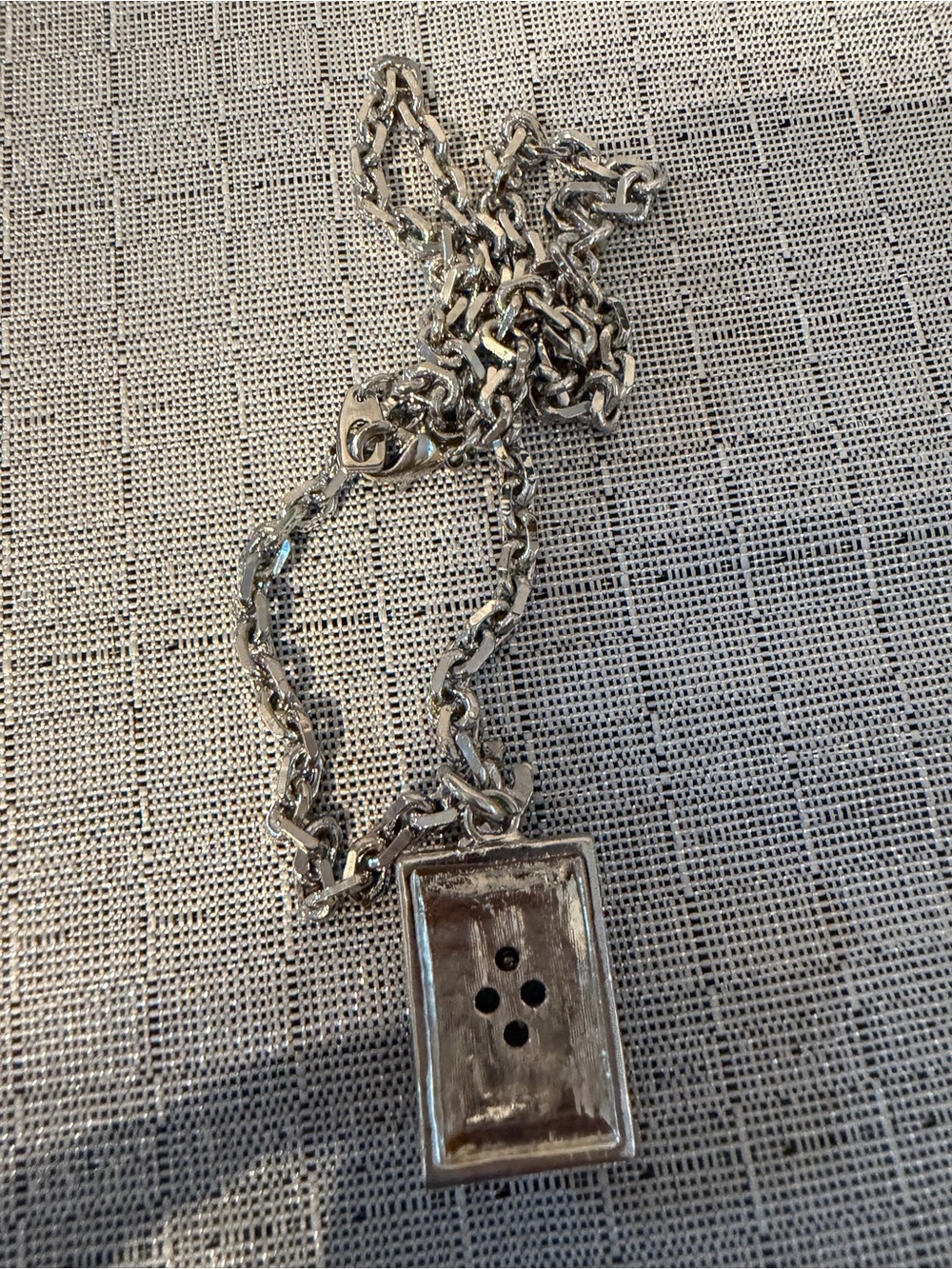 Chanel Silver-Tone Black Enamel Pendant Necklace - Picture 3 of 5